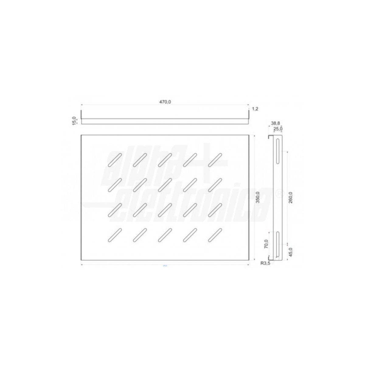 Ripiano Fisso Rack 19" 1U per Armadi a Muro 450 o 600 mm – Portata 30 kg