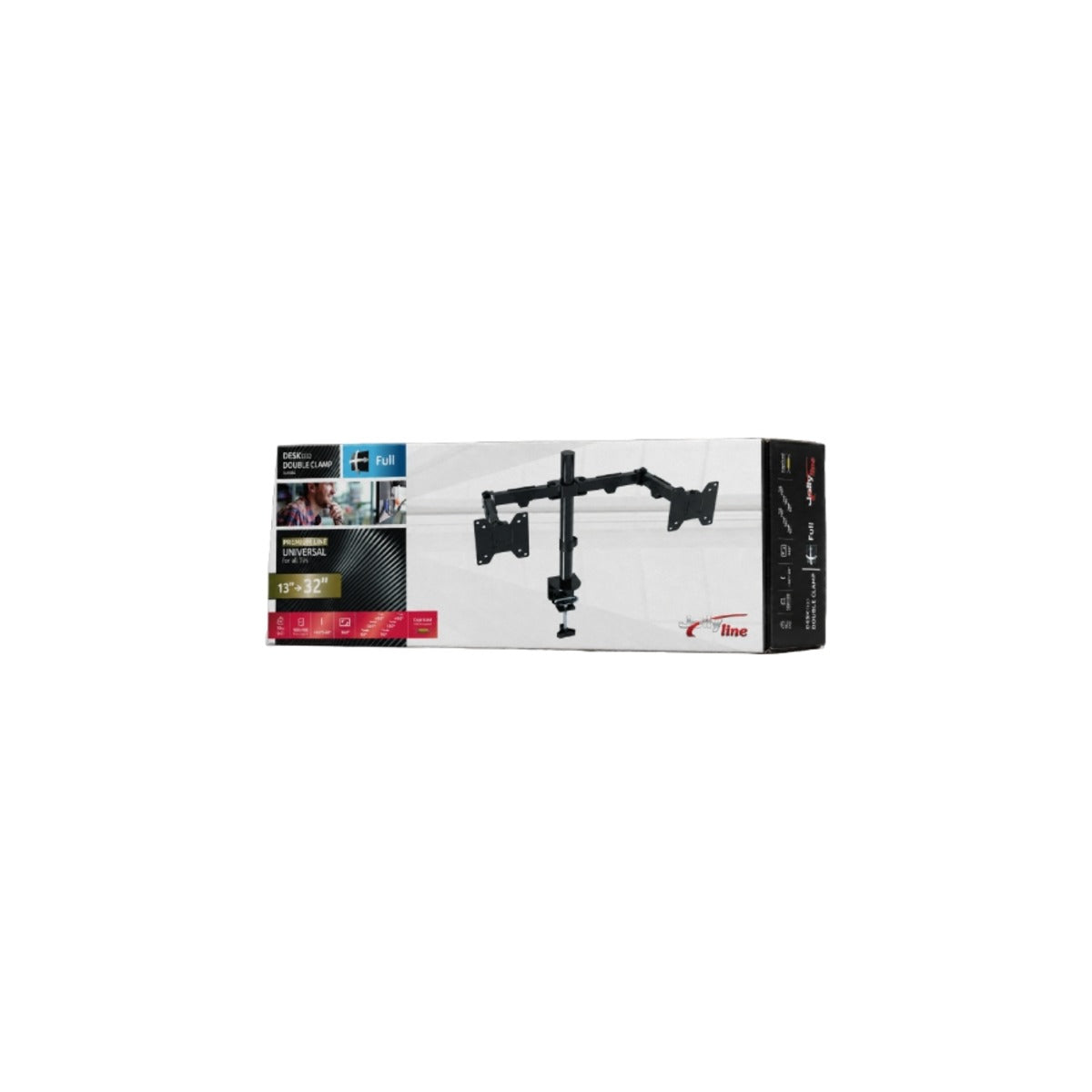 Supporto Doppio Monitor da Tavolo con Morsetto 13-32 Pollici VESA 100x100 10 Kg x2