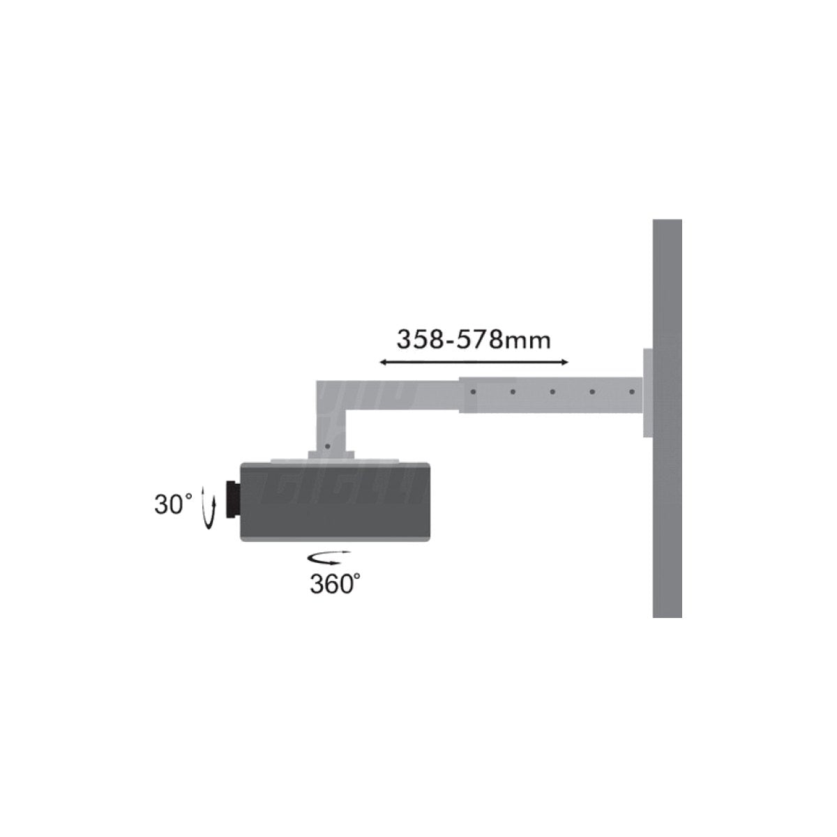 Supporto proiettore da parete - estensione 358-578 mm, inclinazione 30° e rotazione 360°