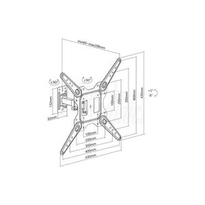 Supporto TV orientabile 23-65 pollici - disegno tecnico