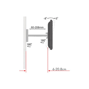 Supporto TV orientabile 23-65 pollici - distanza dal muro e angoli