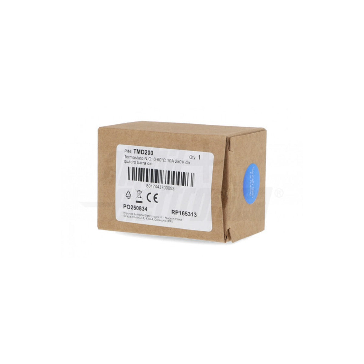 Termostato Barra DIN TMD200 N.O. 0-60 °C 10A 250V per Ventole