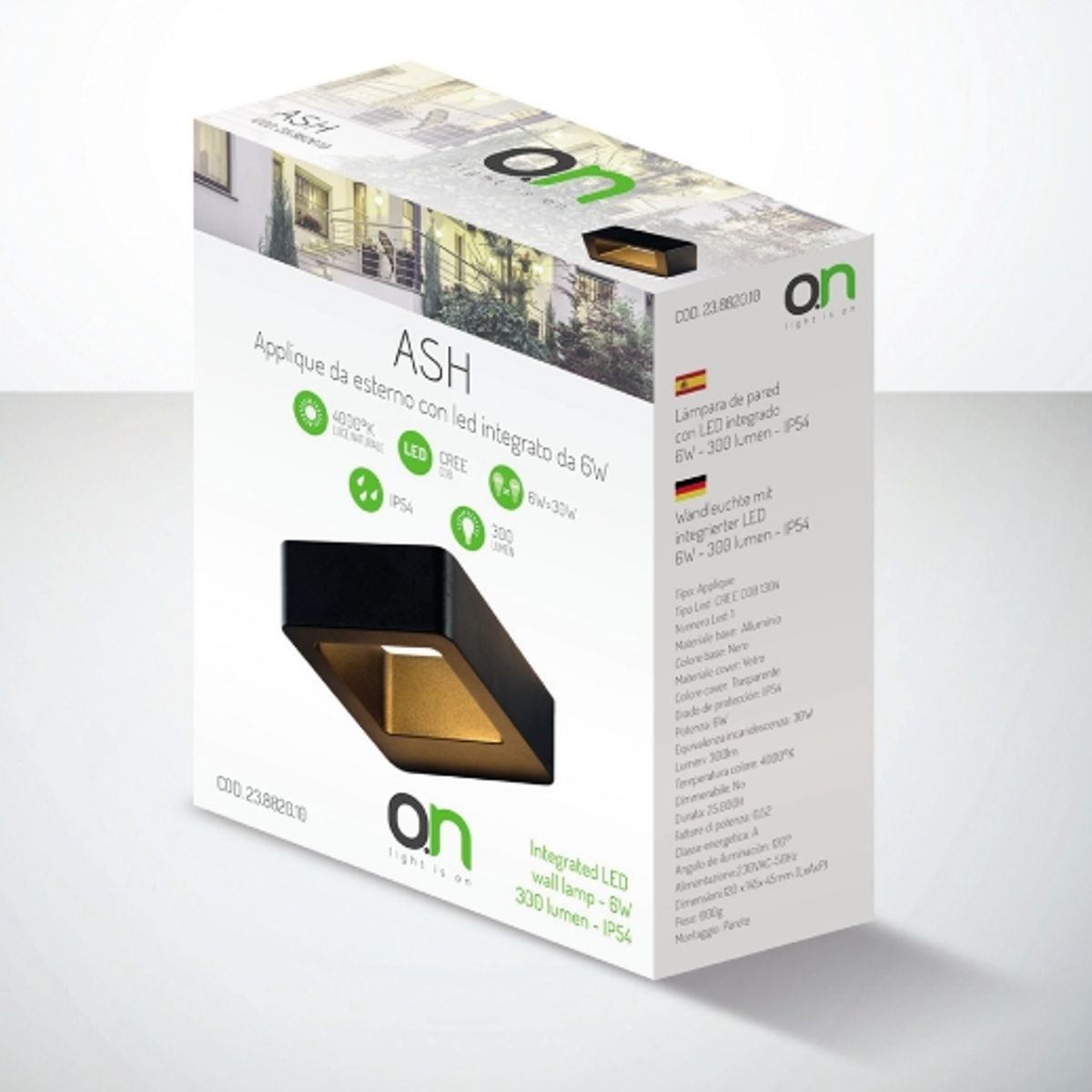 Applique Led Esterno da Parete ASH 6W Alluminio IP54 luce naturale
