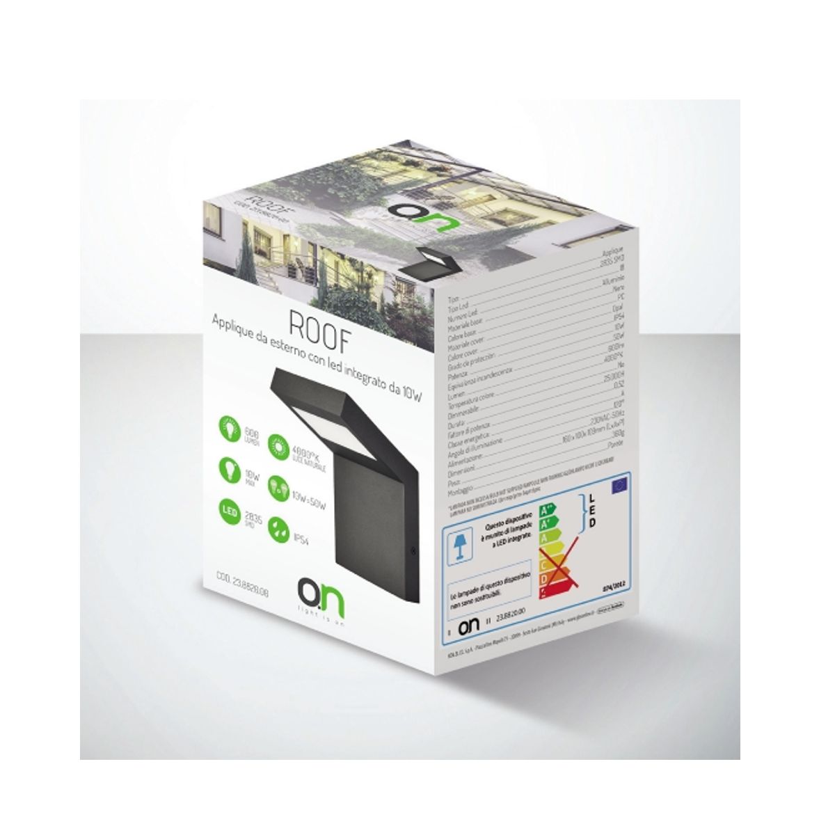 Applique Led Esterno da Parete Roof 10W Alluminio IP54 luce naturale Monoemissione