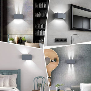 Applique Up Down da Parete Led 18W Doppio Fascio Regolabile IP65 Esterno Interno, Colore Grigio