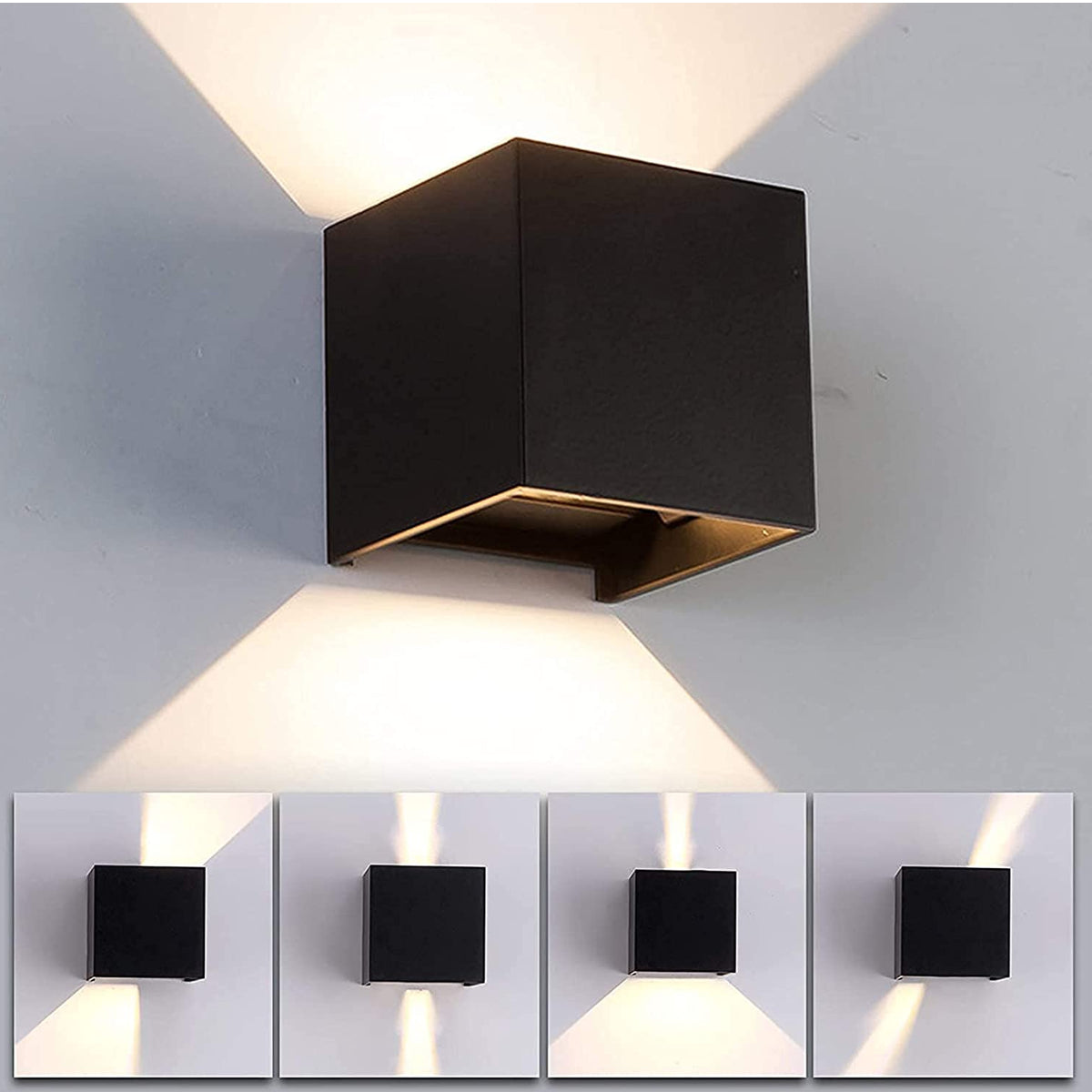 Applique Up Down da parete Led 10W con fasci regolabili IP65 esterno/interno luce calda, corpo grigio