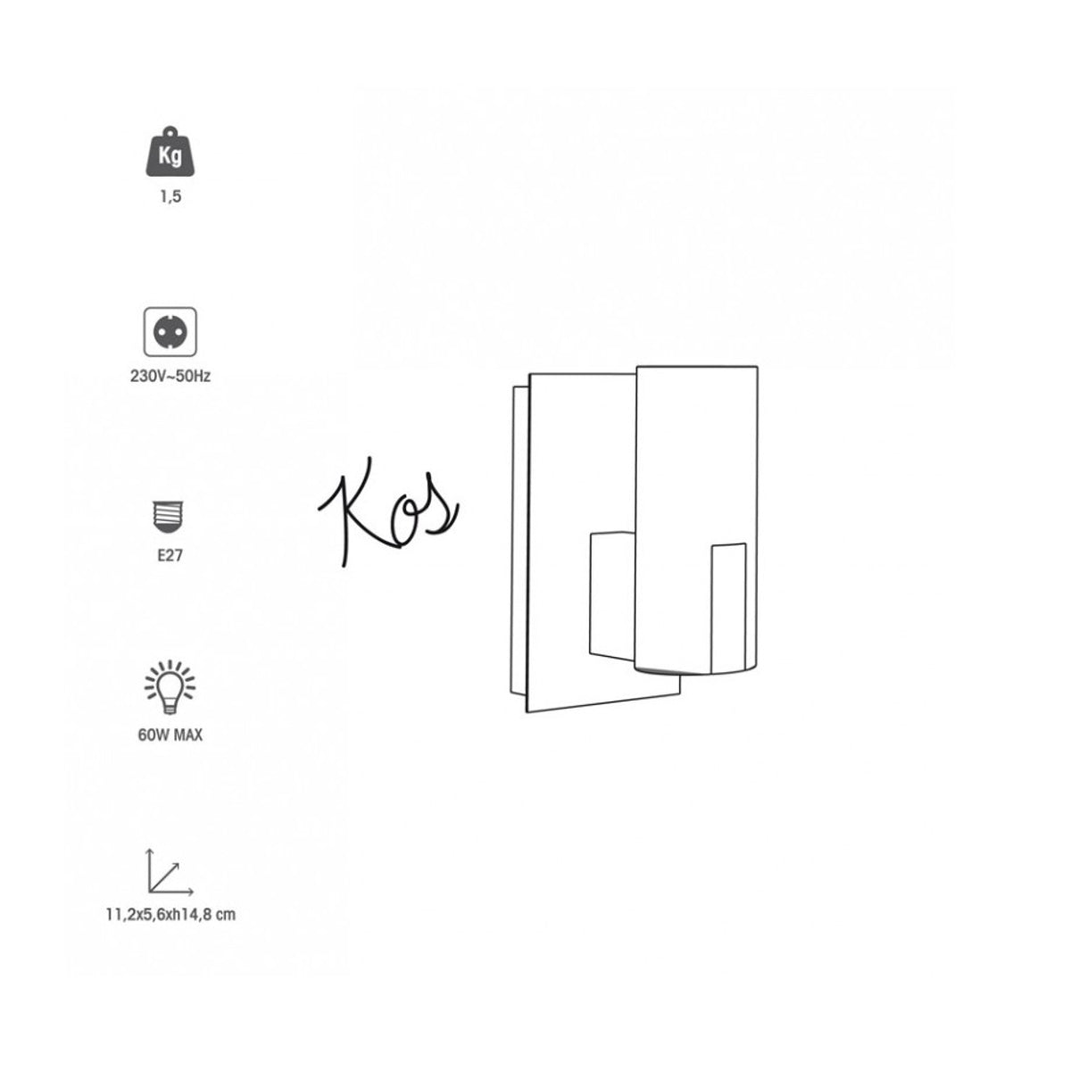 Applique da parete E27 Kos in Metallo Con Finitura In Legno E Base Bianca by Kelù