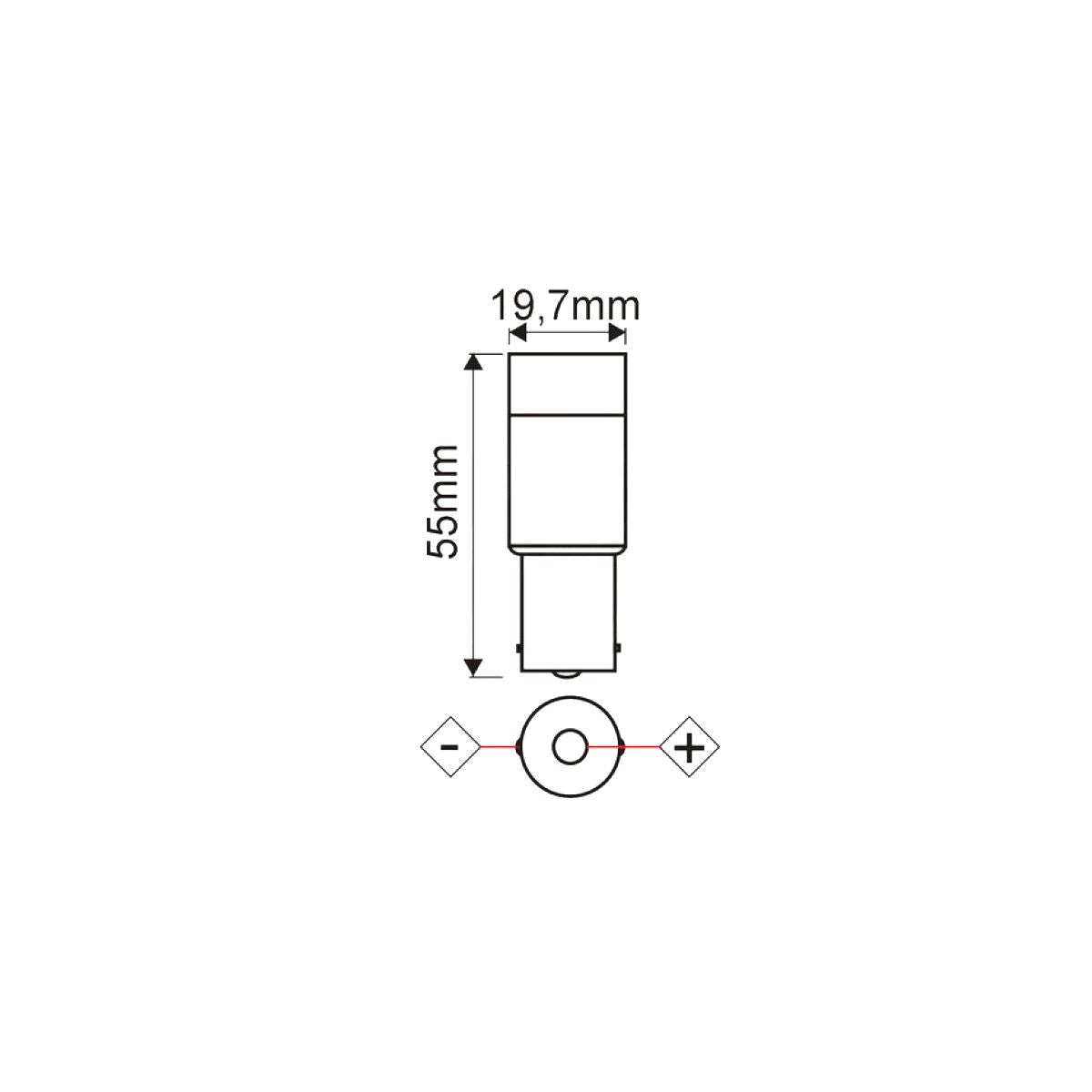 BA15S Led lampadina 2W 10-30VDC 24VAC Luce Fredda 6500K