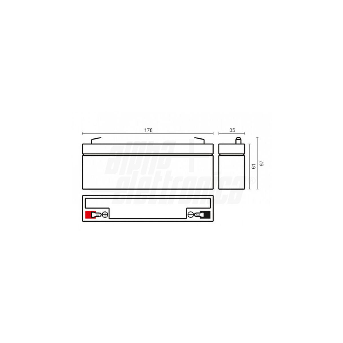 Batteria per Sirena Esterna Allarme 12V 2.2A AGM Piombo