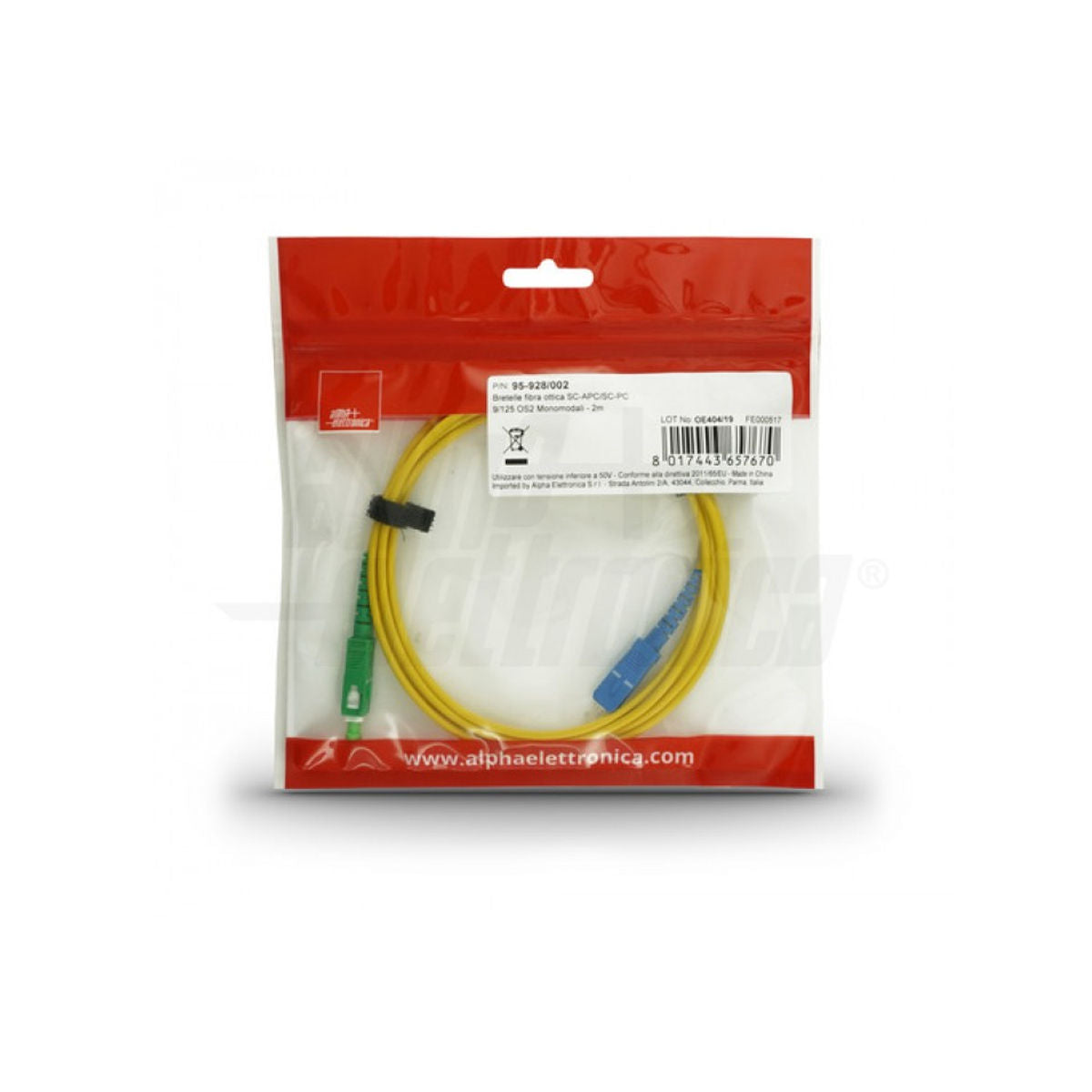 Bretelle fibra ottica SC-APC/SC-PC 9/125 OS2 Monomodali 2mt