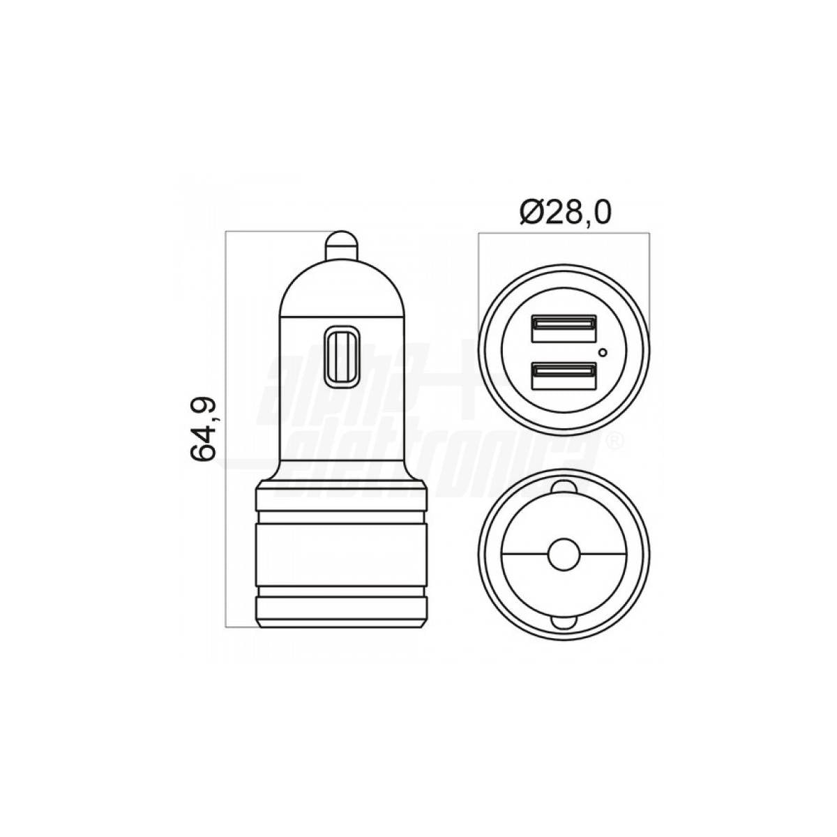Caricatore USB da Auto 18W con Quick Charge 3.0 - 2 Porte