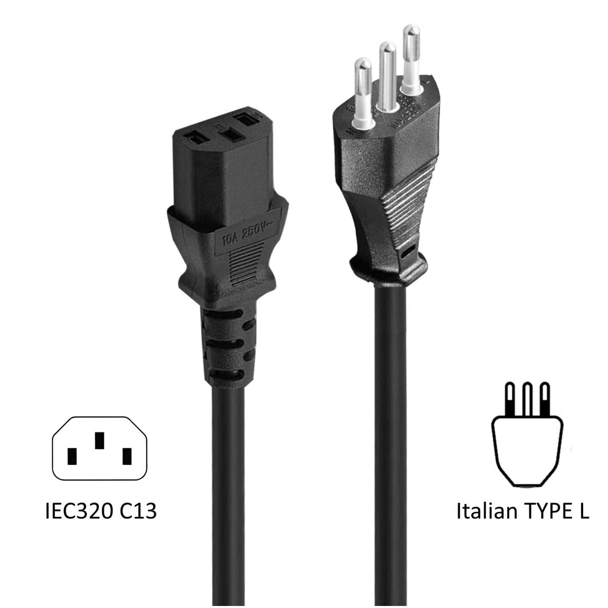 Cavo Alimentazione IEC320 Tripolare 1,5mt Spina 10A Dritta Presa Tripolare