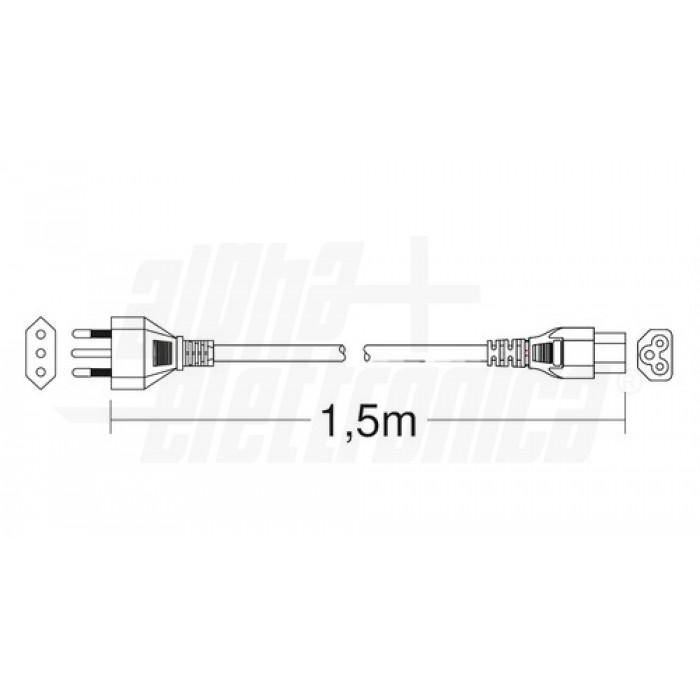 Cavo alimentazione 1,5mt trifoglio IEC320 C5 tripolare 1,50MT spina italiana 10A