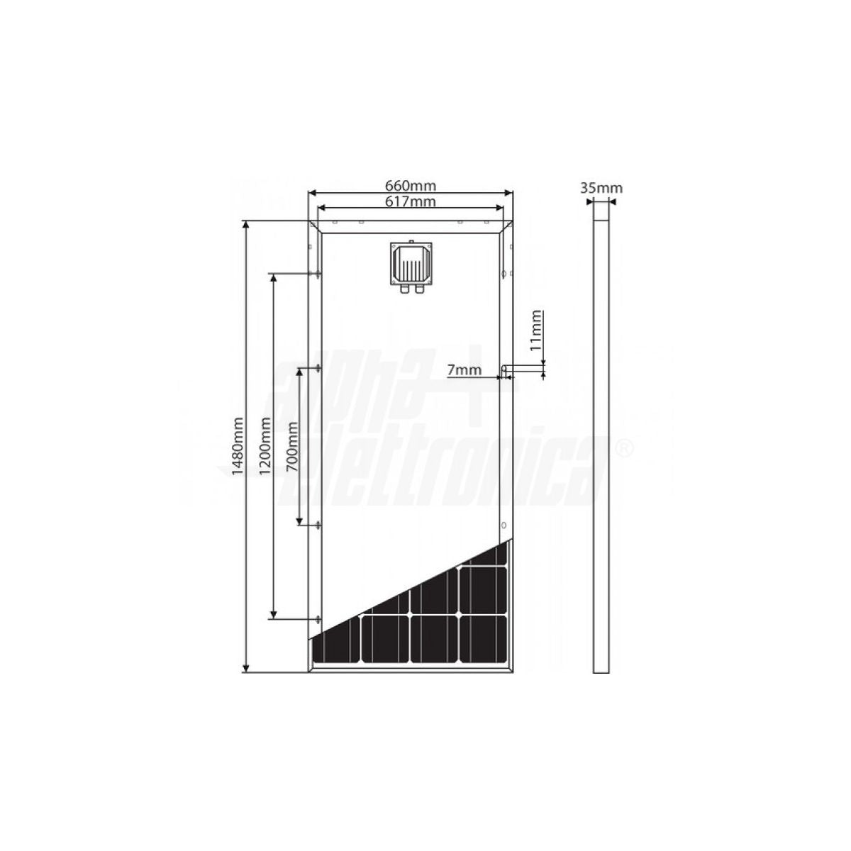 Pannelli Solari Fotovoltaico Monocristallino 180W 24,3V