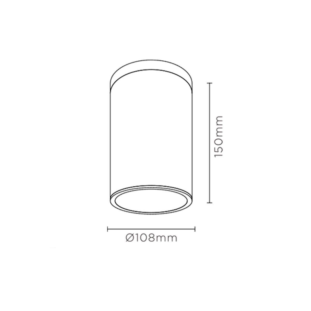 Faretto Esterno a Led Soffitto Downlight Cilindro IP54 - 12W 35° 1080 lumem 3000K