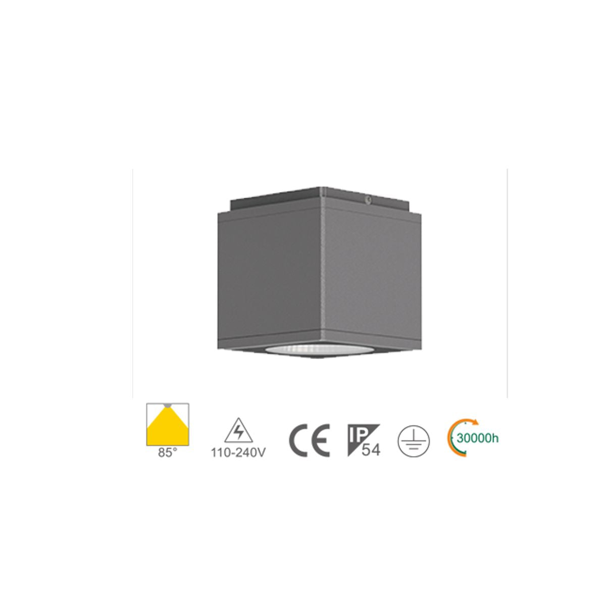 Faretto Esterno a Led Soffitto Downlight Cubo IP54 - 8W 640lm 3000K