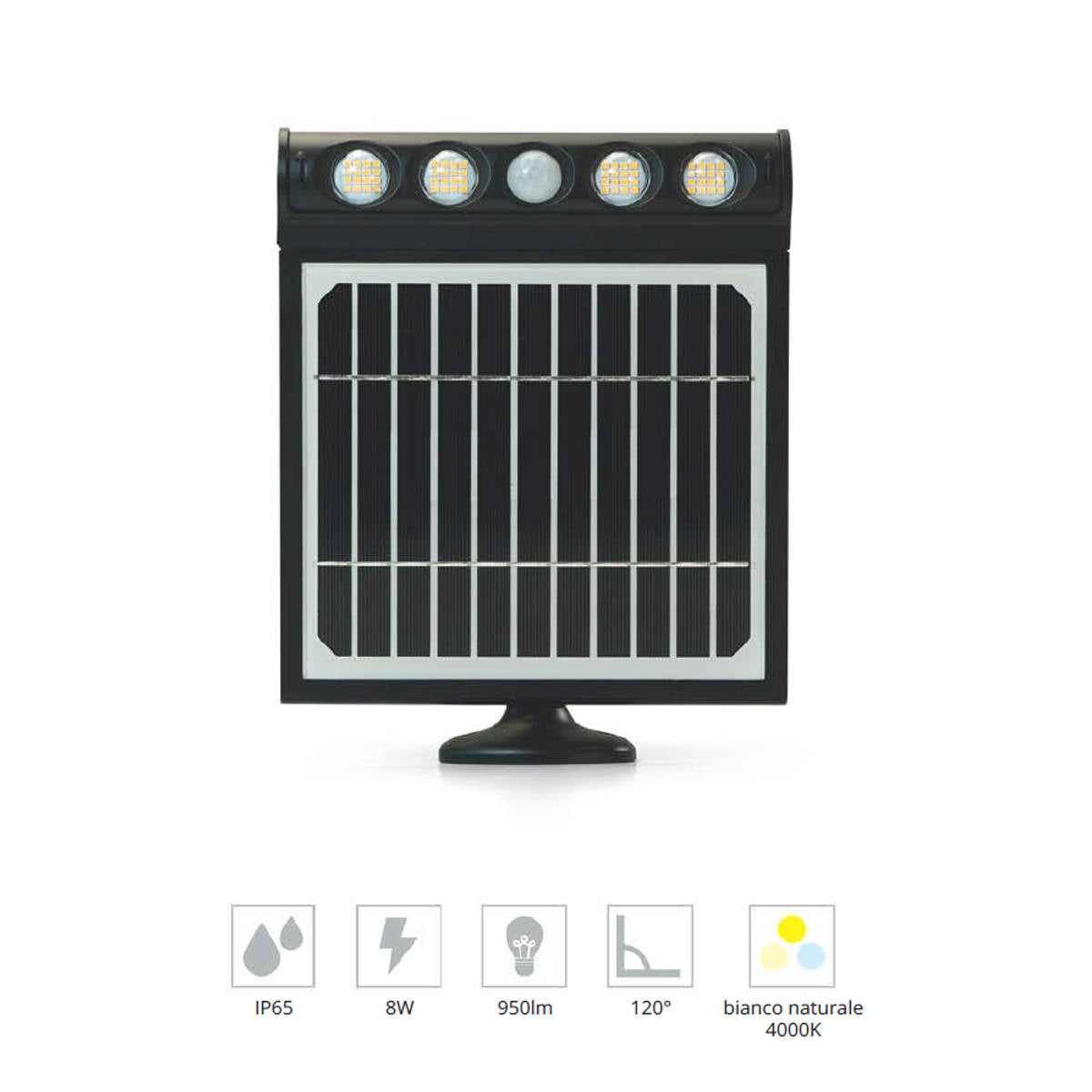 Faro led solare staccabile dal pannello con batteria Li-Ion