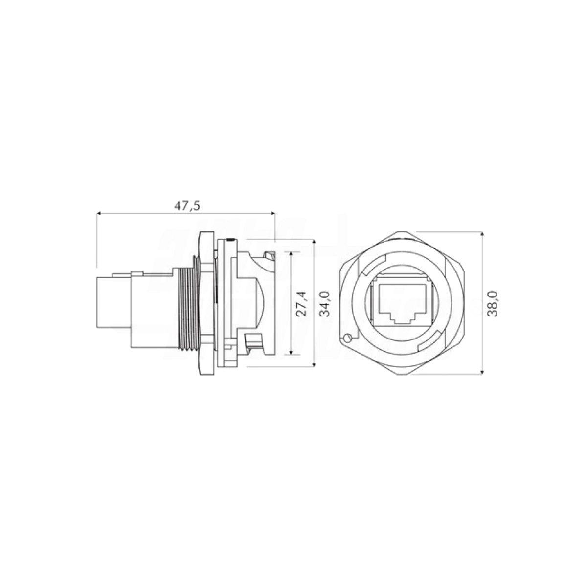 Presa RJ45 da Pannello IP67 FTP Cat.5e Impermeabile Waterproof