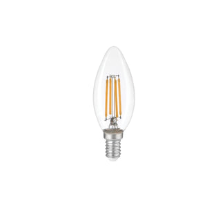 Lampada filamento led E14 4W resa 40W trasparente tutta vetro luce naturale 4000K