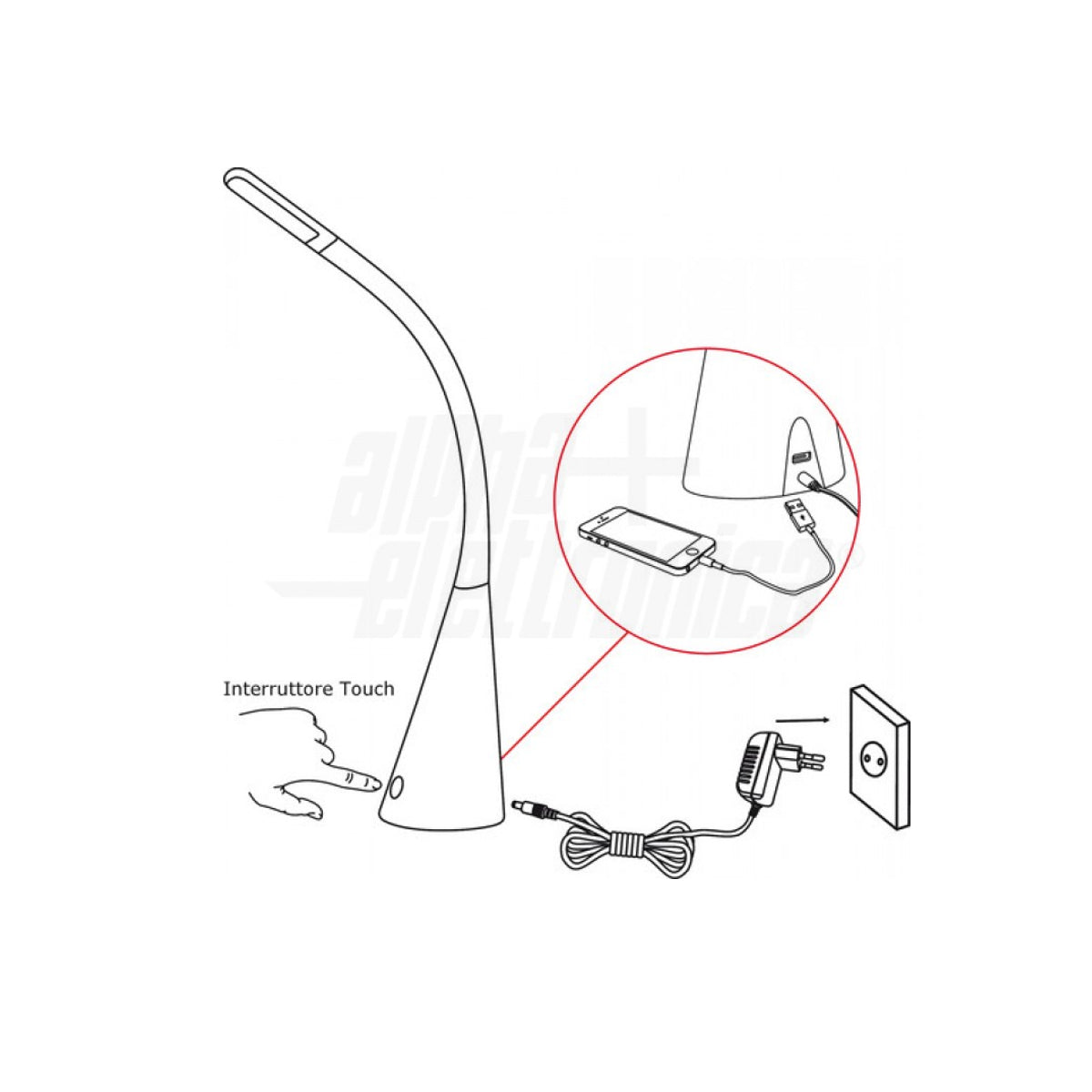 Lampada da Tavolo Regolabile a Led con Interruttore Touch - 5W - Snodabile Gold