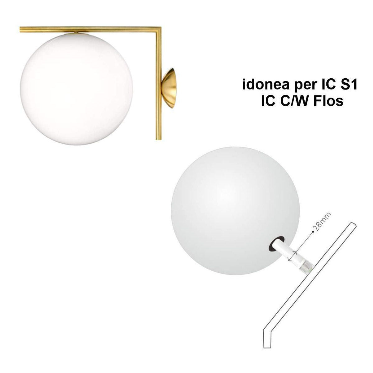 Lampada tubolare led E14 8W luce calda per Flos IC S1 Lights Ceiling Wall