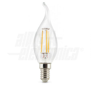 Lampada led colpo di vento filamento E14 4W trasparente tutto vetro luce calda 2700K
