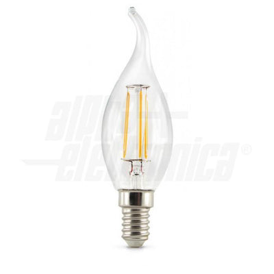 Lampada led colpo di vento filamento E14 4W trasparente tutto vetro luce calda 2700K