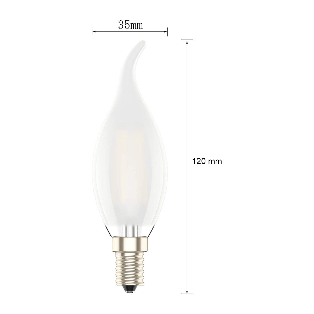 Lampadina Fiamma Colpo di Vento Led E14 4W Smerigliata Luce Calda 2700K