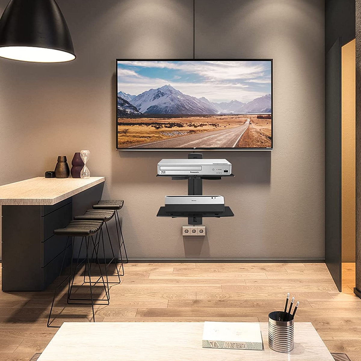 Mensola ripiano in vetro 380 x 280mm per colonna nascondi cavo