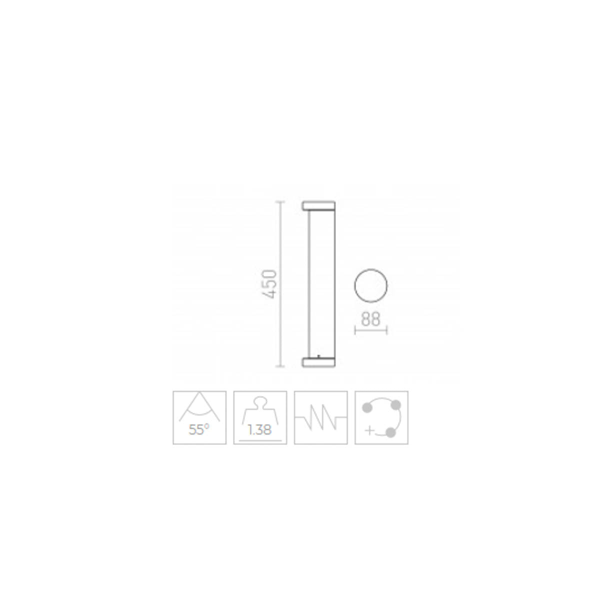 Paletto Giardino Led Integrato 7W Luca Calda IP54 Antracite, Altezza 45cm