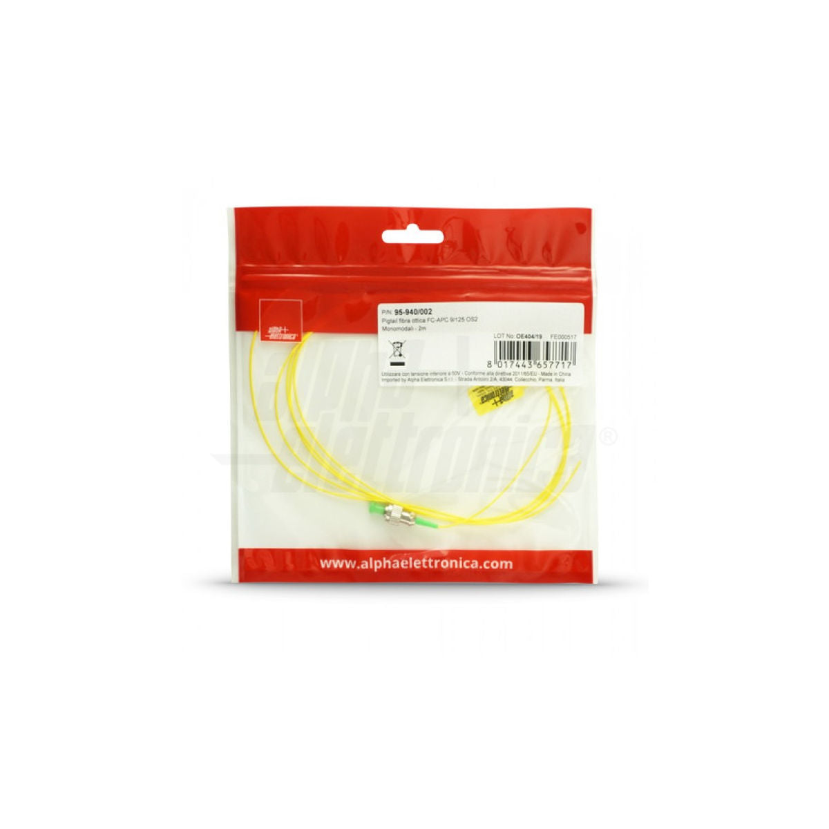Pigtail fibra ottica FC/APC 9/125 OS2 Monomodali - 2m