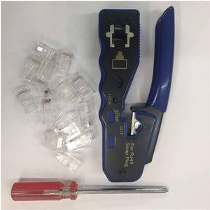 Pinza crimpatrice professionale in acciaio per lan ethernet RJ45 con tecnologia passante idonea per plug CAT.5e, CAT.6 e CAT.7 - Oniroview