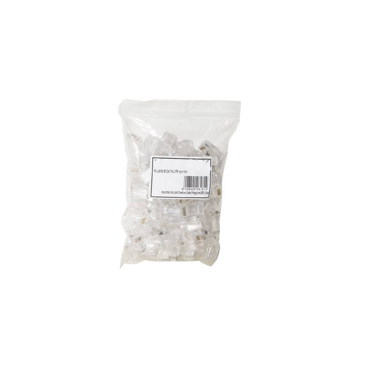 Plug RJ45 Passante CAT.5e Cavi Rigidi e Trefoli UTP AWG24-26 - Kit Sacchetto