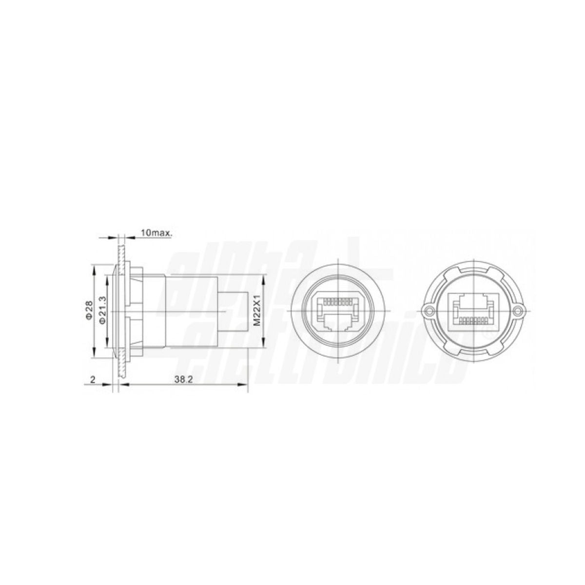 Presa RJ45 da pannello giunzione femmina femmina IP65 impermeabile, colore nero