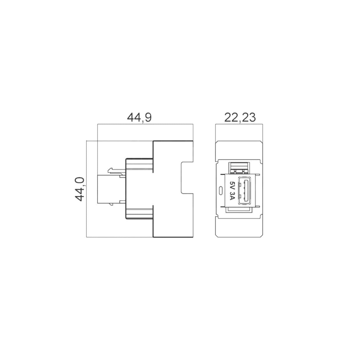 Presa USB da Muro 5V 3A 15W Modulo Aggancio Keystone per Serie Civili per Ricarica, Bianco