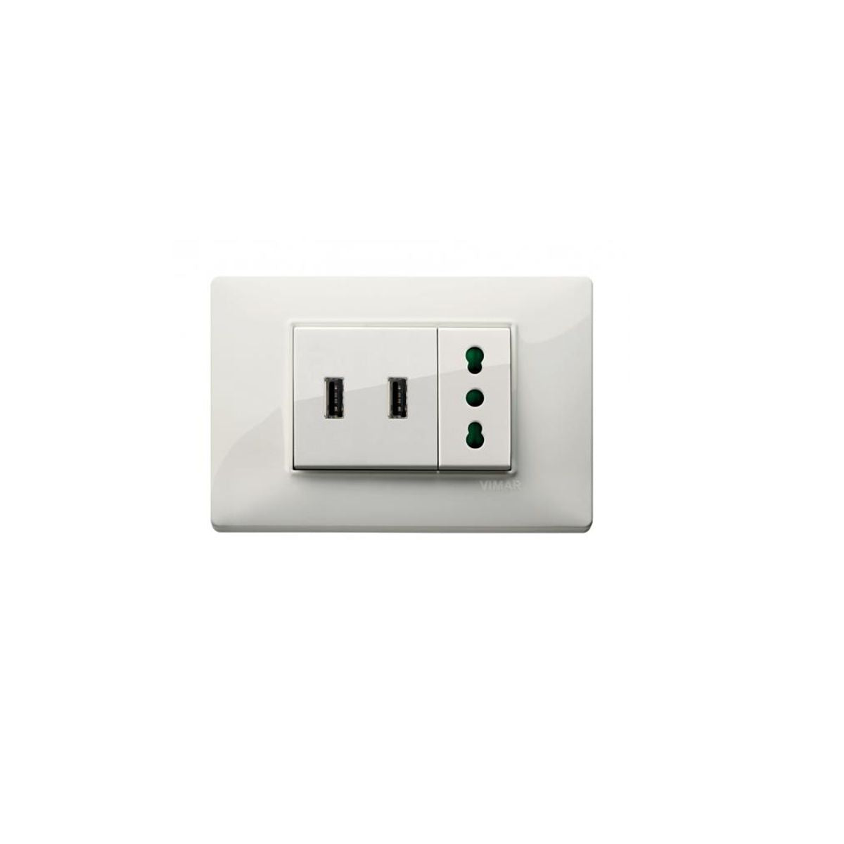 Presa USB da Muro 5V 3A 15W Modulo Aggancio Keystone per Serie Civili per Ricarica, Bianco