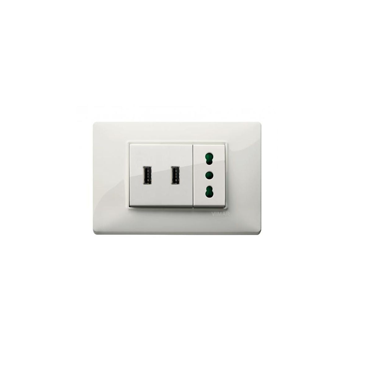 Presa USB Living Light 5V 3A 15W Compatibile Bticino 1 Modulo, Nero