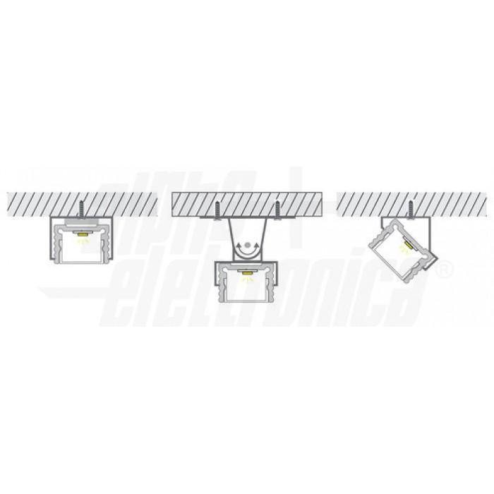 Profilo alluminio led piano piatto 2mt nero cover prismatico trasparente made in italy