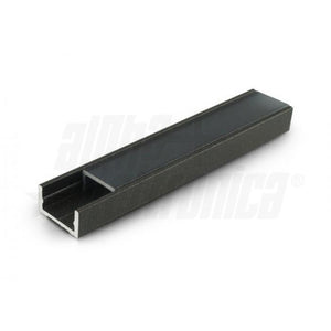 Profilo led piano 2mt alluminio nero con cover nera PMMA made in italy black light