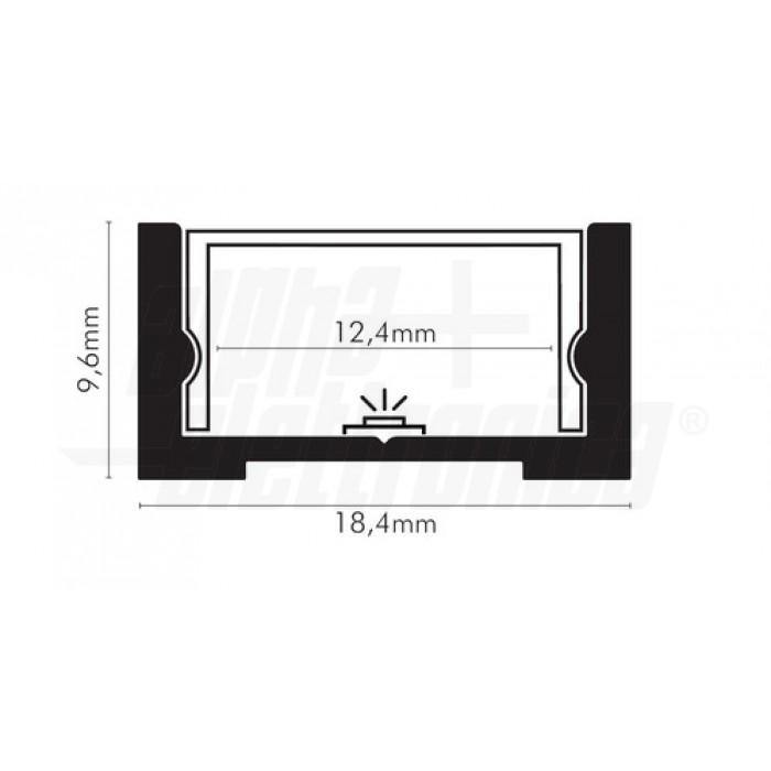Profilo led piano 2mt alluminio nero con cover nera PMMA made in italy black light