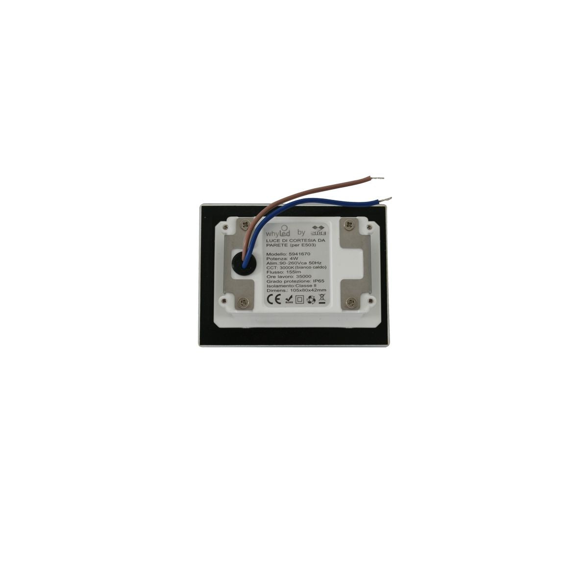 Segnapasso Led 503 Esterno 4W Faretto Asimmetrico Frontale Vetro 3000K IP65 230V