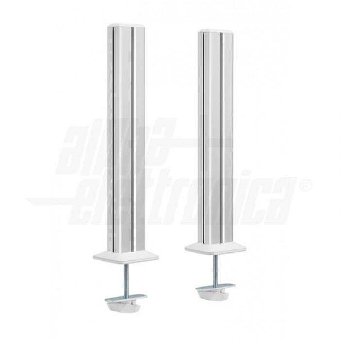 Set di 2 colonne in acciaio per montaggio su scrivania altezza regolabile per sistema SlatWall - Con morsetto