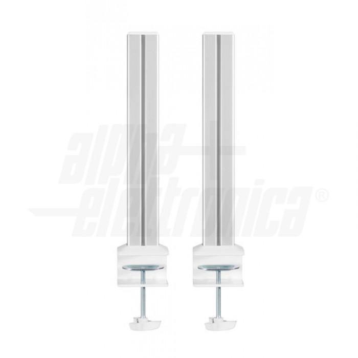 Set di 2 colonne in acciaio per montaggio su scrivania altezza regolabile per sistema SlatWall - Con morsetto