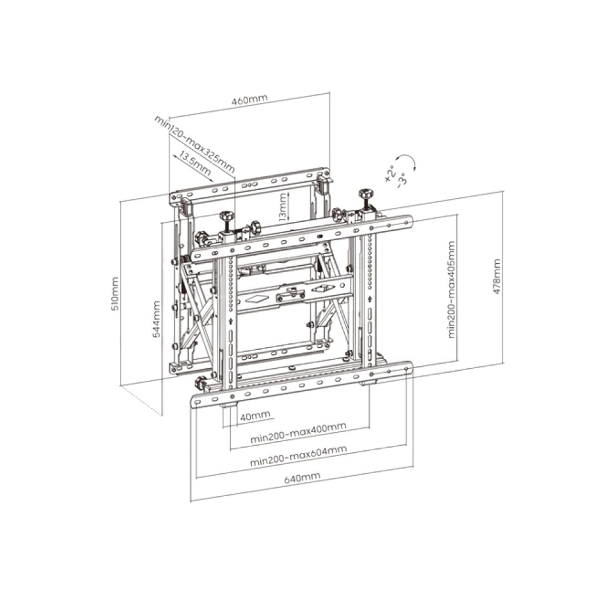 Staffa VideoWall Estensibile per Monitor 45 - 70 Pollici 70kg Vesa 600x400