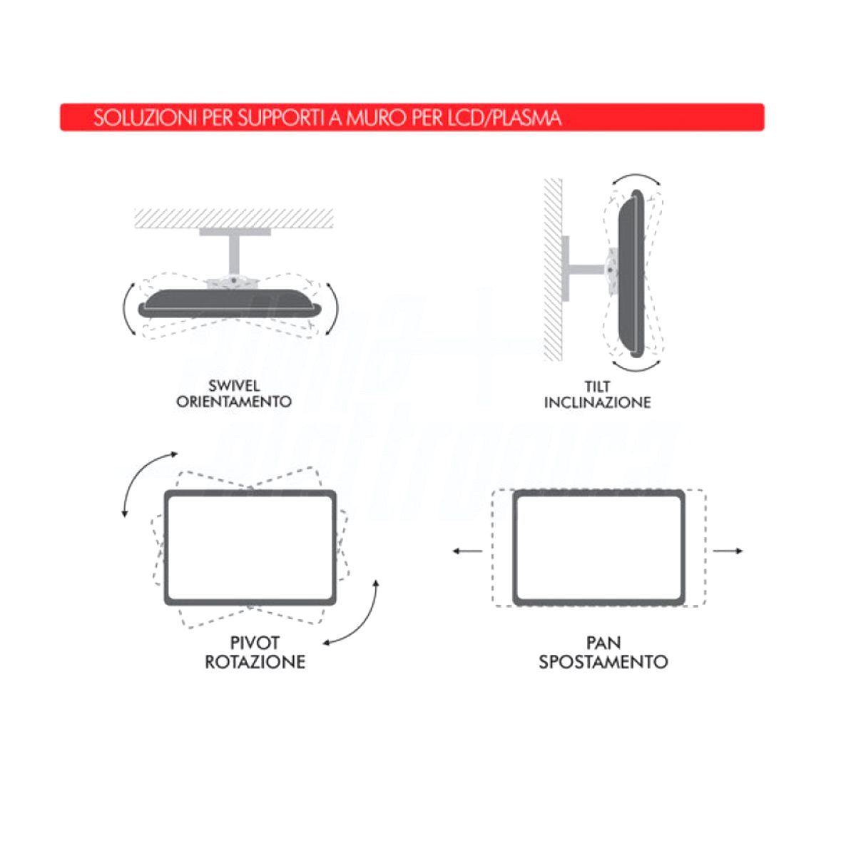 Staffa per televisione ultra slim da muro 42 - 80 pollici fisso serie eco acciaio vesa 800x400 con bolla livello - Oniroview