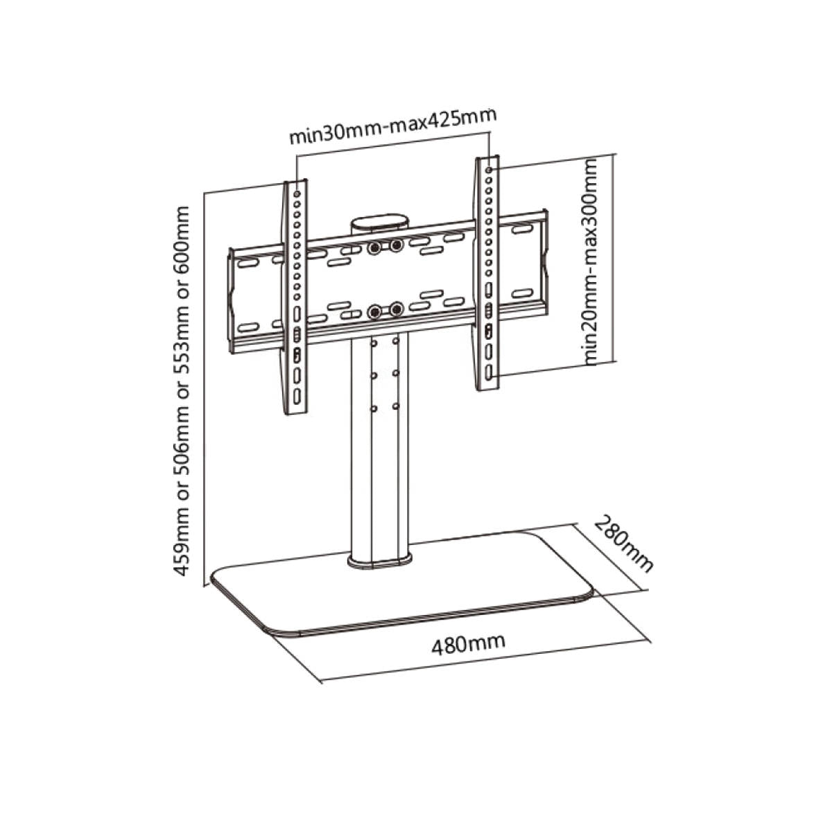 Supporto TV da Tavolo 23 - 47 Pollici Base in Vetro VESA 400 x 300, 40KG