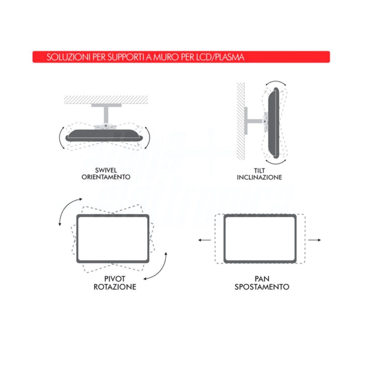 Supporto tv ultra slim da muro 23 - 55 pollici acciaio vesa 400, con sistema di bloccaggio - Oniroview