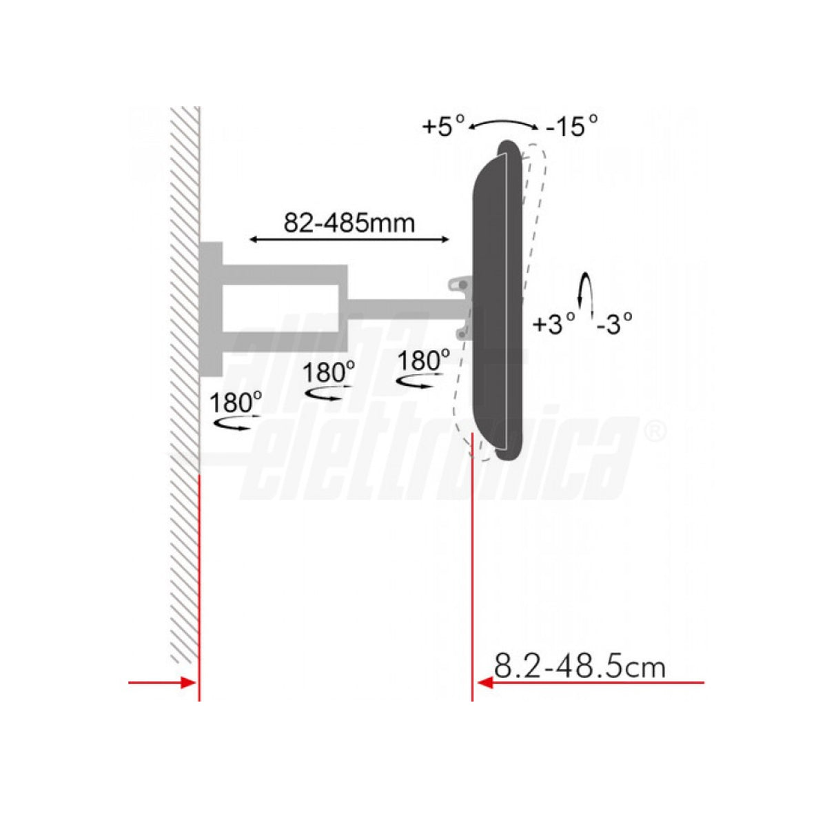 Supporto parete TV doppio braccio 32 - 55 pollici 35Kg Vesa 400 x 400