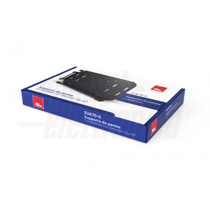 Supporto staffa da parete per decoder Sky Q nero retro tv
