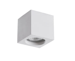 Cubo in gesso bianco 70x70x70mm a plafone per faretti LED GU10, portalampada incluso
